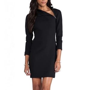 Theory Danella Mock Neck Long Sleeve Dress with diagonal Zipper